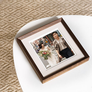 实木打印洗照片做成婚纱照相框情侣摆台6寸相片带结婚照挂墙8寸