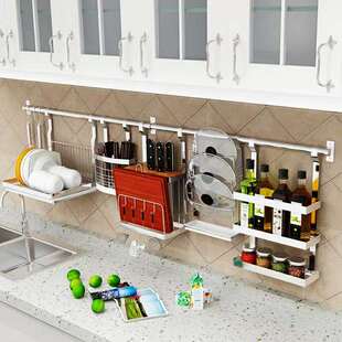 免打孔304不锈钢可折叠沥水碗架锅盖架墙壁挂式刀板架调料架筷筒