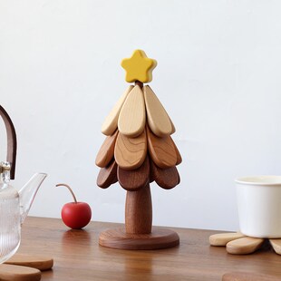 三思工房 圣诞树隔热垫餐桌摆件创意家用防烫耐高温折叠锅垫杯垫