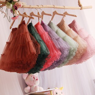 超蓬短款纱裙柔雾梦幻蛋糕裙蓬蓬裙A摆网纱半身裙小个子拼接短款