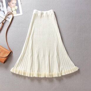 百褶半身裙旗袍衬裙内搭秋冬内衬裙冬季叠穿复古打底裙针织大摆裙