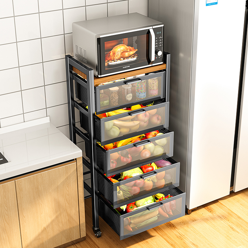 菜篮子置物架厨房落地多层可移动抽屉式蔬菜果蔬水果收纳筐菜架子