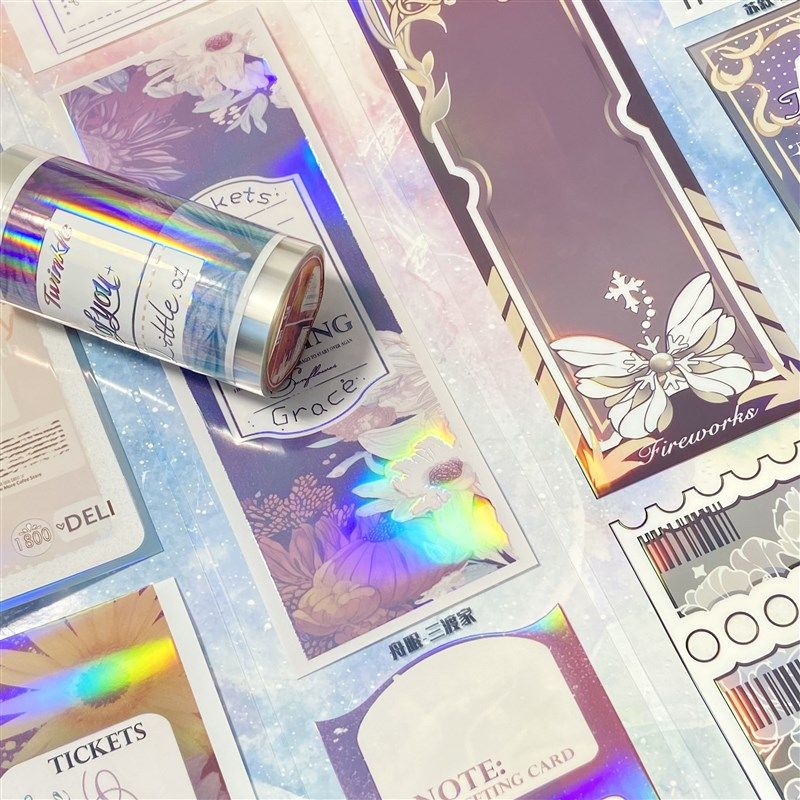 新品手账胶带镭射票舟眠唯美虹光装饰拼贴纸手账咕卡流麻整卷分装,文具电教/文化用品/商务用品,和纸胶带,淘宝优惠券,粉丝福利购,淘宝优惠卷