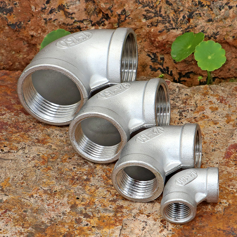 304不锈钢双内丝90度弯头耐腐蚀高压高温水油气管道标准螺纹转接