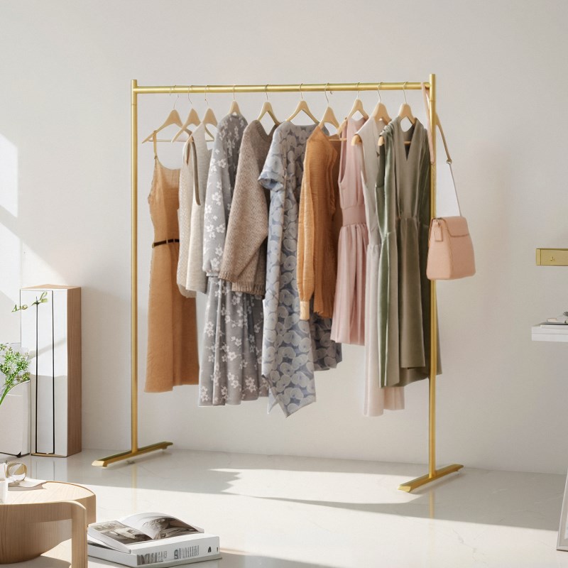 家用简易挂衣架落地卧室小型房间衣帽架衣服收纳层架不占地晾衣架