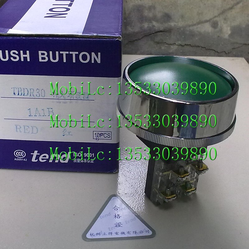 原装正品台湾天得tend特大头按钮 开关TBDR-301   绿色