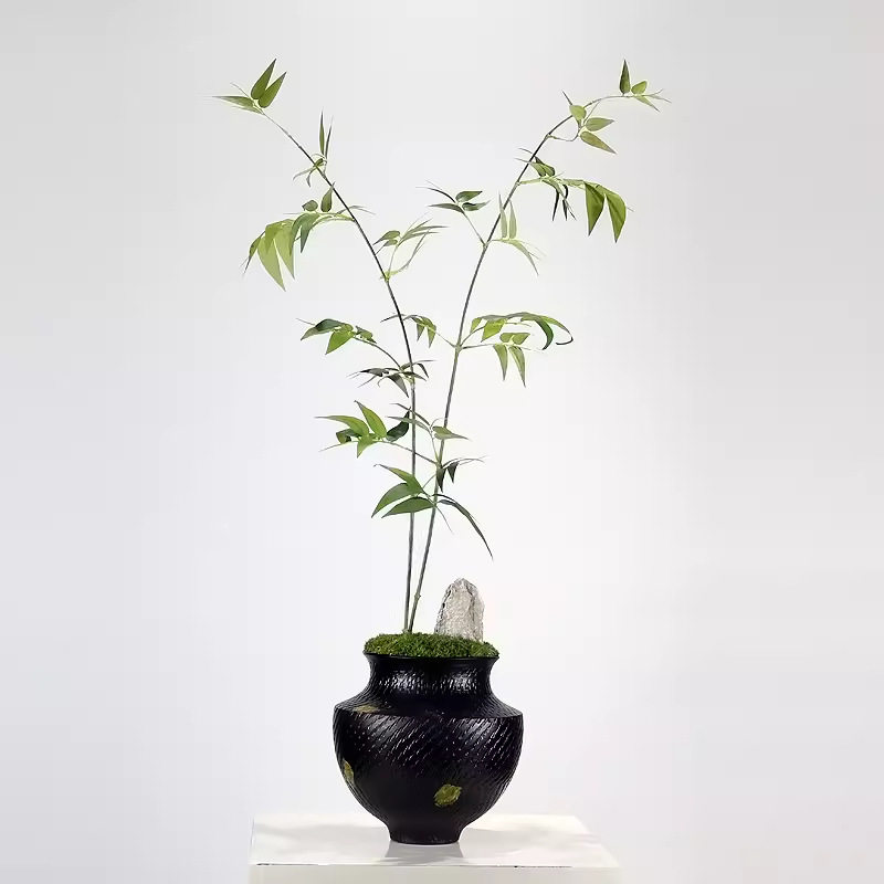 新中式仿真假文竹陶瓷花器摆件