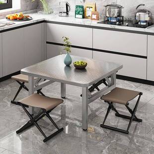 租不锈钢A77可叠餐桌餐厅外大排档圆桌吃饭桌子出屋户折圆台桌小