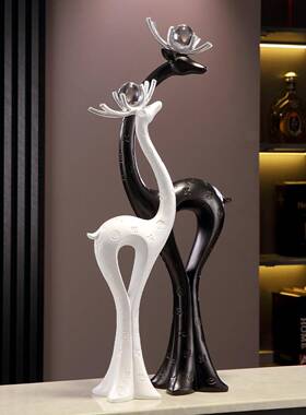 入进门玄关艺术摆件高档家居户客厅电柜摆THTLP-10件情视鹿福侣鹿