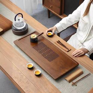 茶台带储水屉盘AL767490储双用约茶具 竹木茶盘排家用简抽式