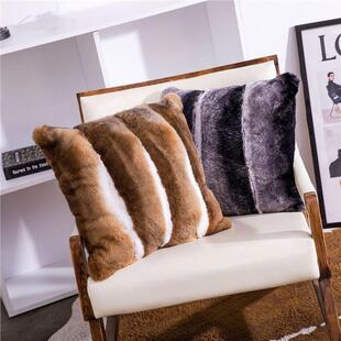 水貂绒腰靠枕獭兔汽毛飘窗靠垫灰鼠毛抱枕海狸毛车枕发沙搭801334