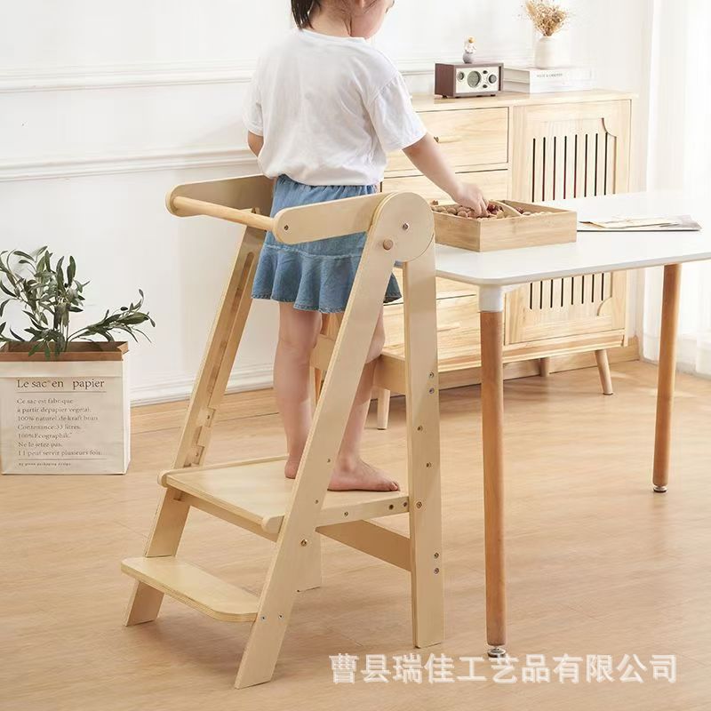 实木学习塔儿童垫脚凳厨房柜台宝宝洗手台阶可调节木质立式儿童凳