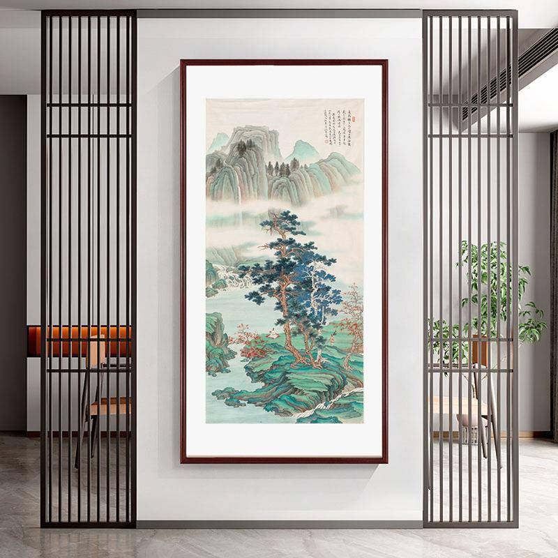 玄关山水装饰画客厅入户走廊壁画中式竖版国画办公室书房茶室挂画