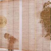 36084迎苎窗帘帘入户玄关隔断茶室复装 饰帘屏风帘透光半麻古遮帘