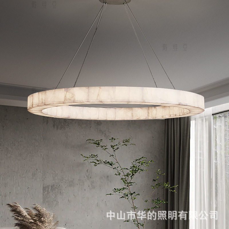 简约轻奢客厅天然云石吊灯设