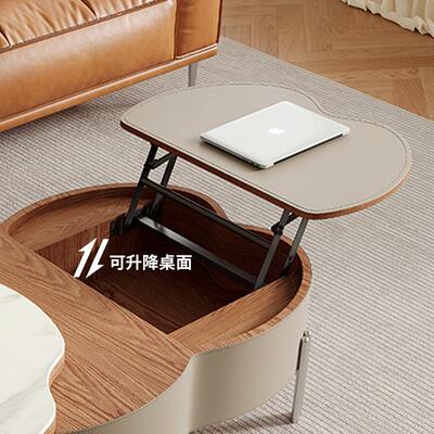 意厅式轻降奢微石茶几客多45092功能简约花朵升储物旋转茶桌晶马