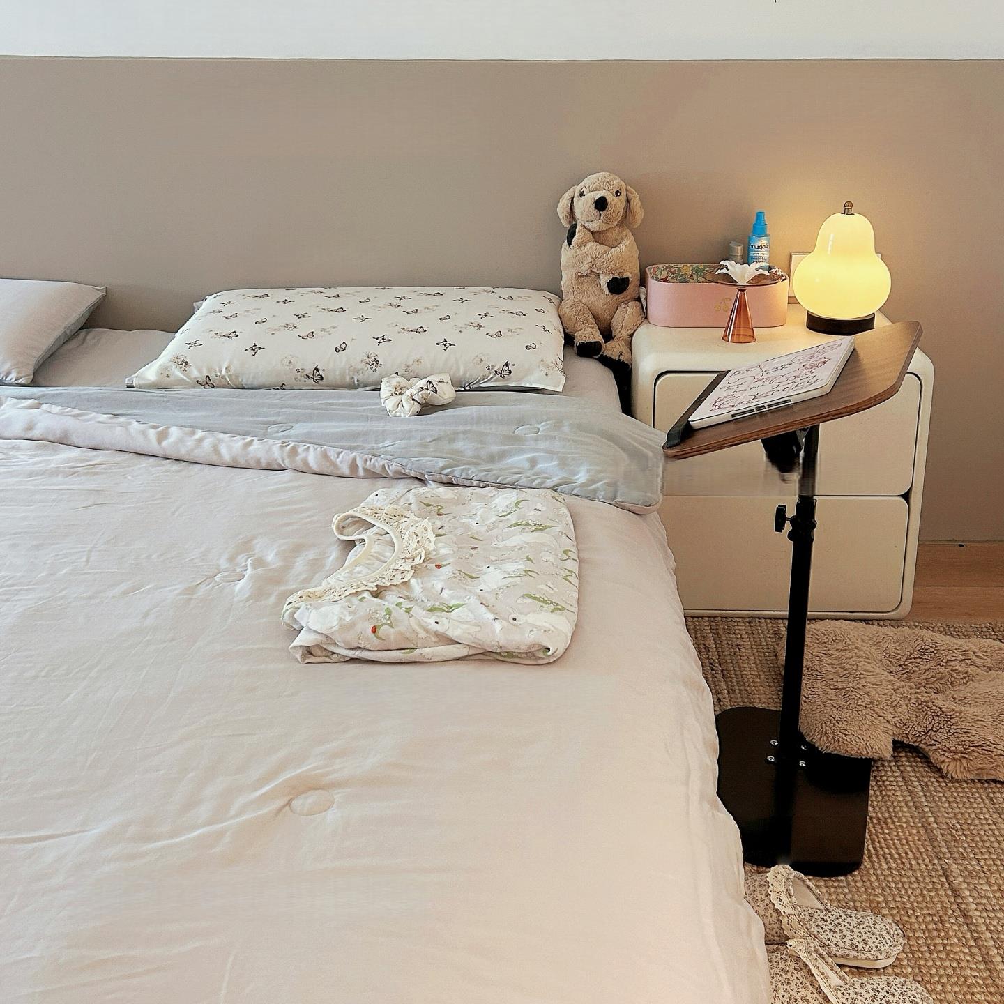 小户型胡桃木床边桌卧室电脑桌书桌可升降小边几客厅沙发小茶几女