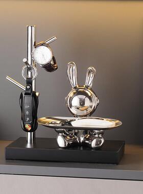 创意招财兔子钥匙收纳托 托盘摆件玄关客厅入户家居装饰乔迁新居