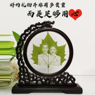 饰艺术品高档礼物摆件 叶雕定制照片树叶标本雕刻家居客厅乔迁装