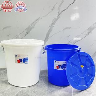 珠江塑料桶洛民大白桶食品级加厚带盖大号发酵家用储水桶腌菜米桶