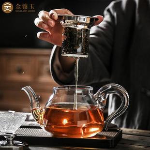 提梁烧水壶煮茶器高硼硅泡茶壶 玻璃煮茶壶泡茶家用耐高温茶具套装