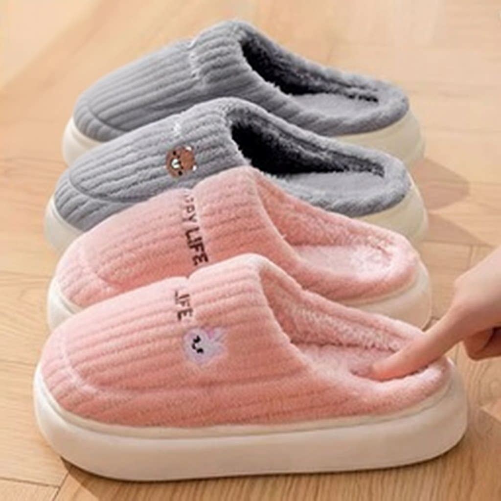 秋冬季棉拖鞋男士情侣款保暖防滑不臭脚厚底加绒外穿防寒毛毛拖女