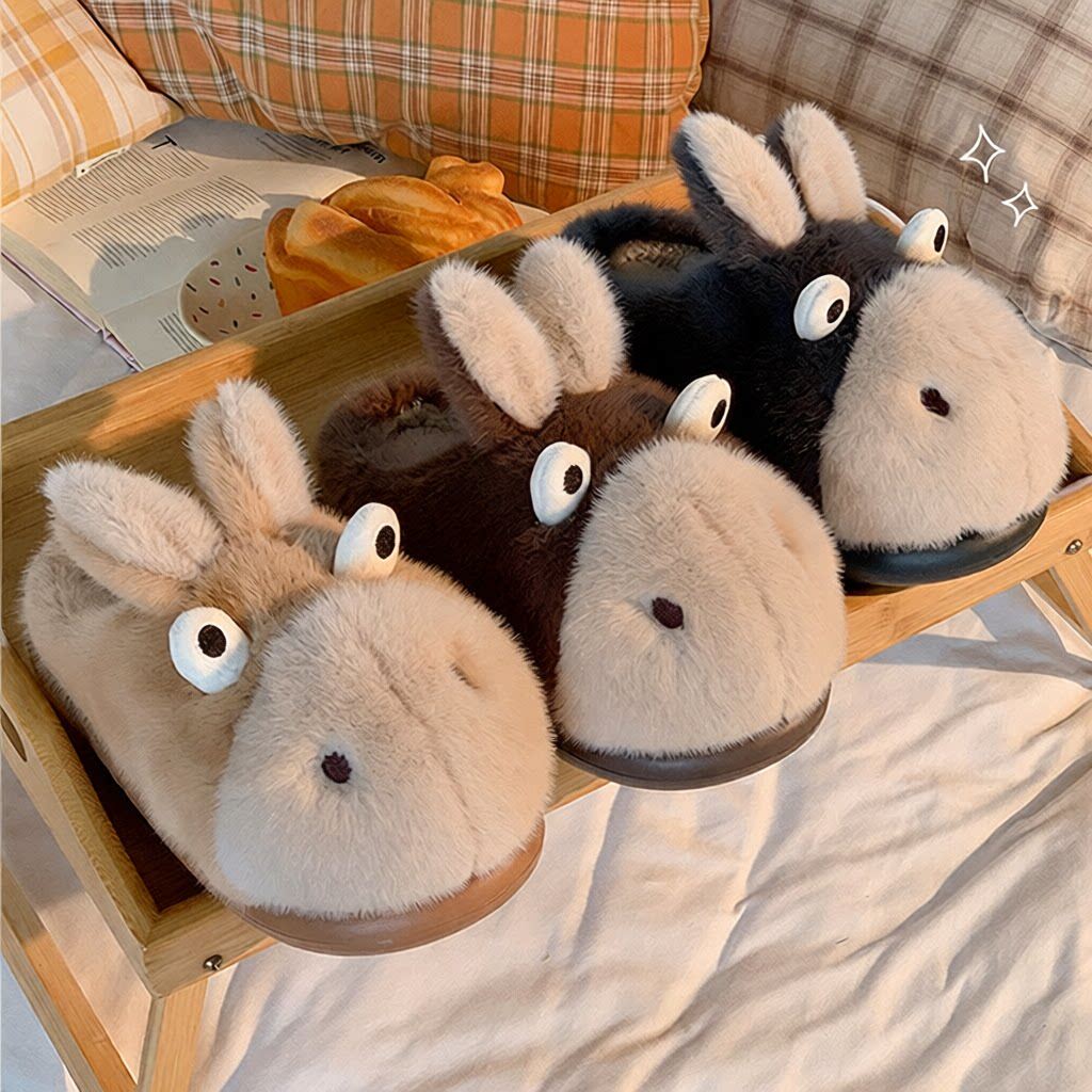 憨憨驴棉拖鞋男士冬季新款家居室内厚底防滑毛绒棉鞋男款外穿