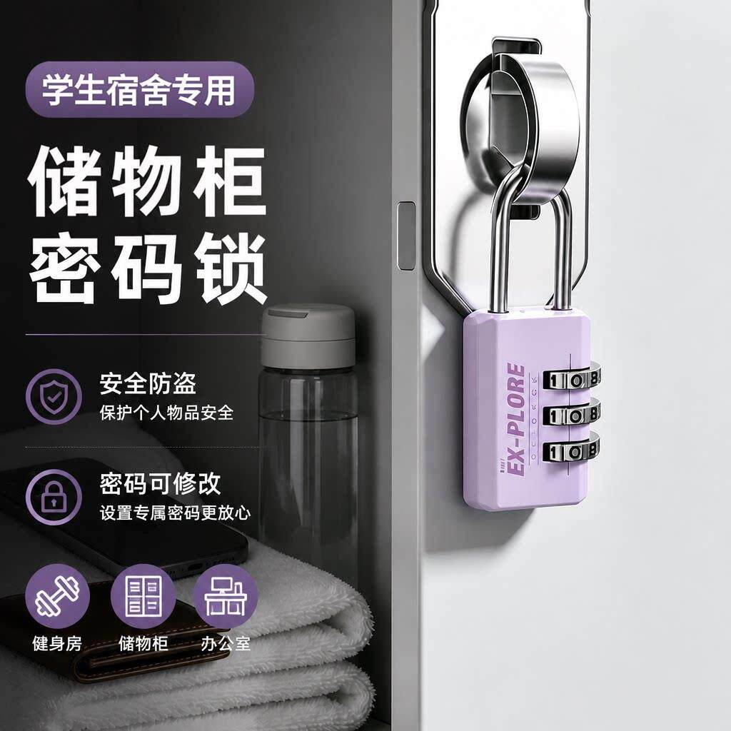 【宿舍密码锁】衣柜背包健身房储物柜家具锁迷你U型一次性浴帽XJ