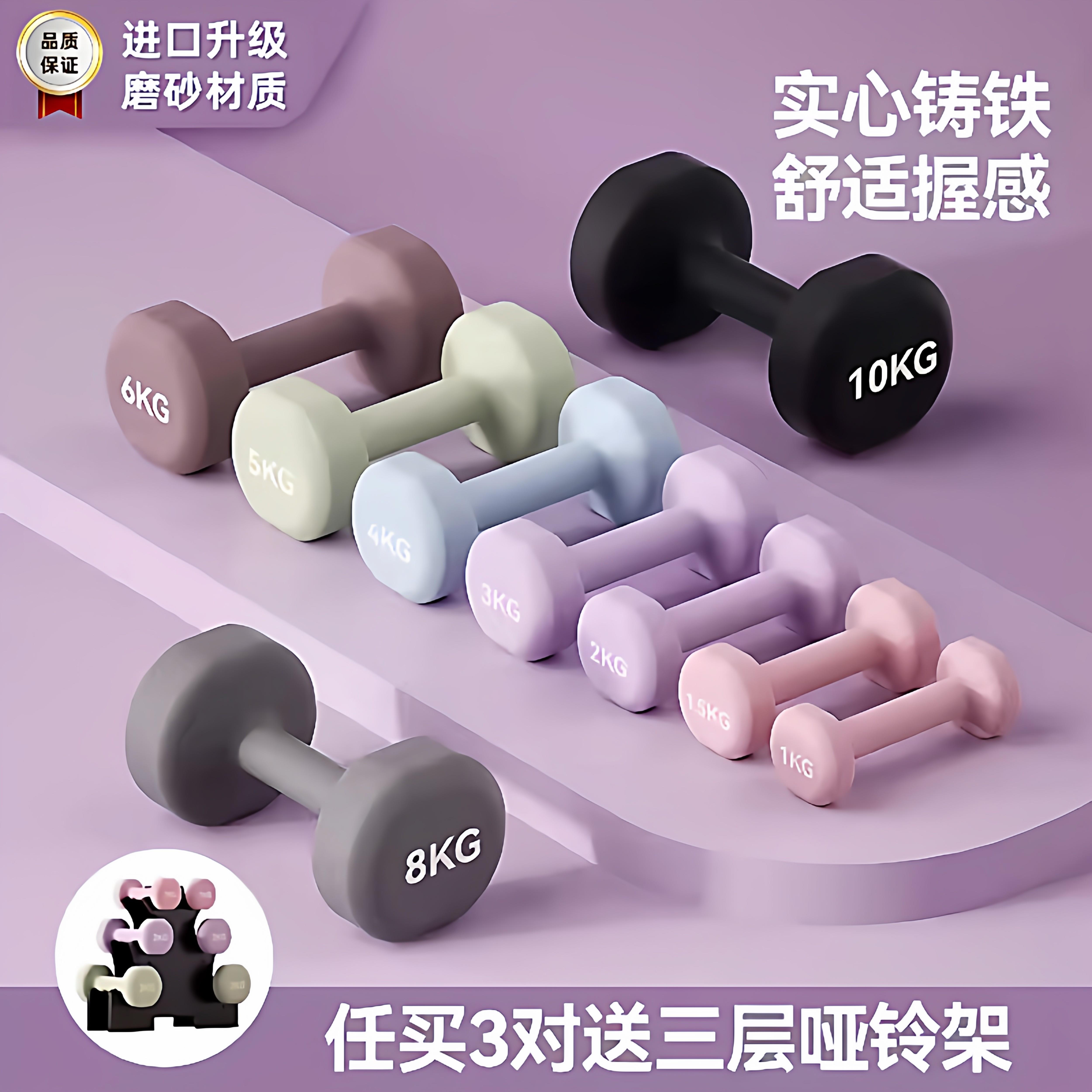 日本哑铃女士健身家用器材初学力量训练臂肌专用女士健身实心铸铁