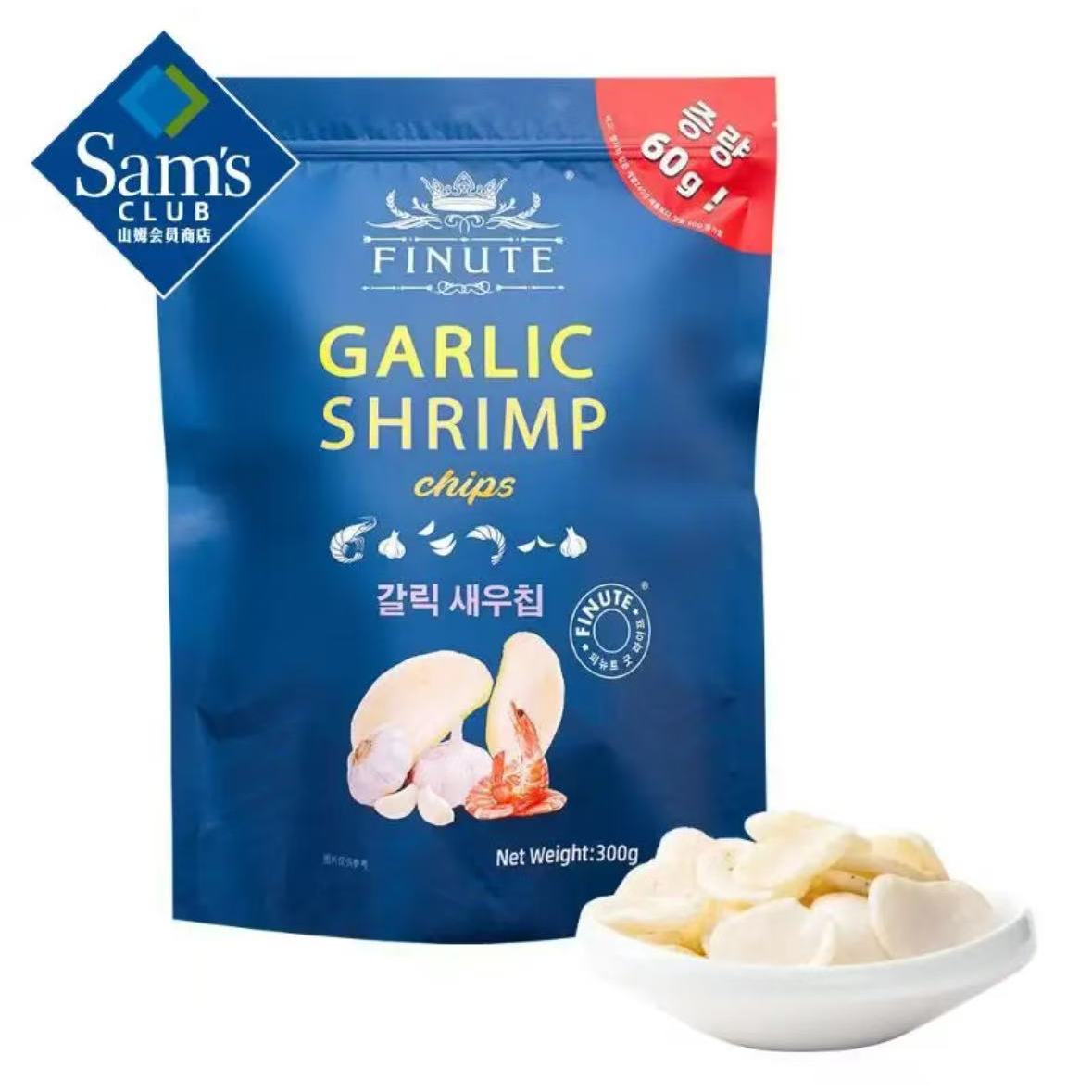 山姆FINUTE蒜味虾片韩国薯片鲜香松脆片片饱满超市代购官方旗舰店图片