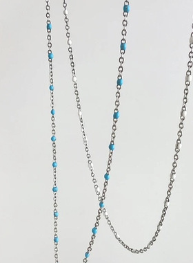 HUIKENA蓝色小米豆2025新款纯手工小众轻奢法式时尚款叠戴项链