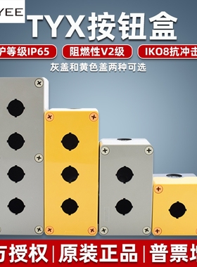 天逸按钮开关盒TYX1 2孔3孔4孔S灰色盖Y黄色B10502A防水密封盒ABS