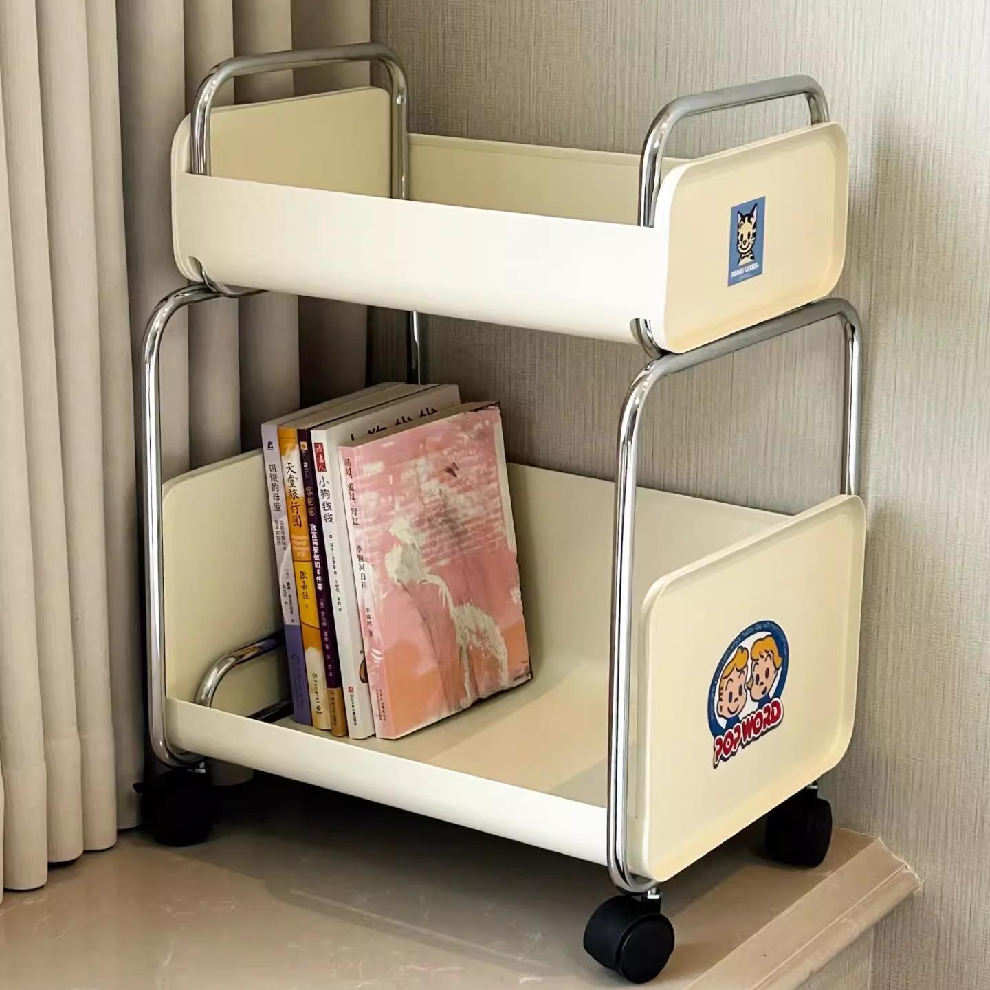 书包置物架可移动桌下小推车家用多层收纳架学生书本收纳盒整理箱