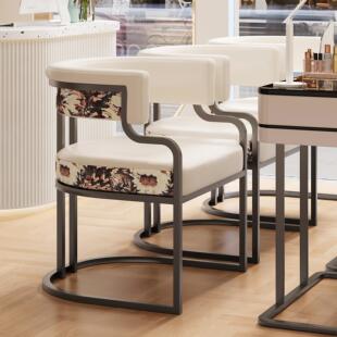 美甲椅子顾客专用化妆椅单人靠背沙发椅轻奢高级感卧室化妆台凳子