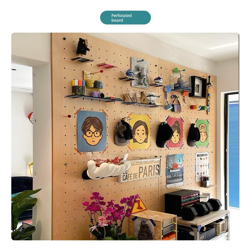 桦木洞洞板定制实木海洋板置物架挂板墙面入户门玄关装饰墙展示架