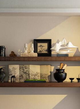 客厅书柜开 放格陈列室国风摆件样板间酒店茶室玄关禅意开 放格装