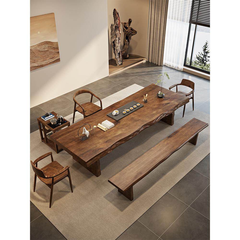 新中式茶桌椅组合实木大板泡茶台家用功夫办公原木禅意侘寂风茶桌,住宅家具,家用茶台/茶桌,淘宝优惠券,粉丝福利购,淘宝优惠卷