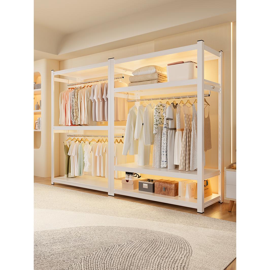 货架衣柜简易组装家用开放式衣帽间卧室加厚耐用全钢架衣橱柜子