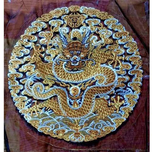 欧根纱金色龙图腾刺绣文玩朝服绣片纹官补子皇帝龙袍布贴