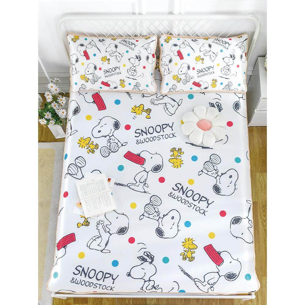 儿童卡通凉席史努比冰丝席三件套可定制折叠水洗家用凉感空调席子,床上用品,冰丝席,淘宝优惠券,粉丝福利购,淘宝优惠卷