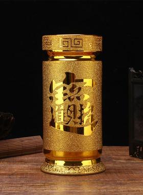 陶瓷金沙香筒装香的香桶 家用供佛大号香筒插花家用供桌摆件