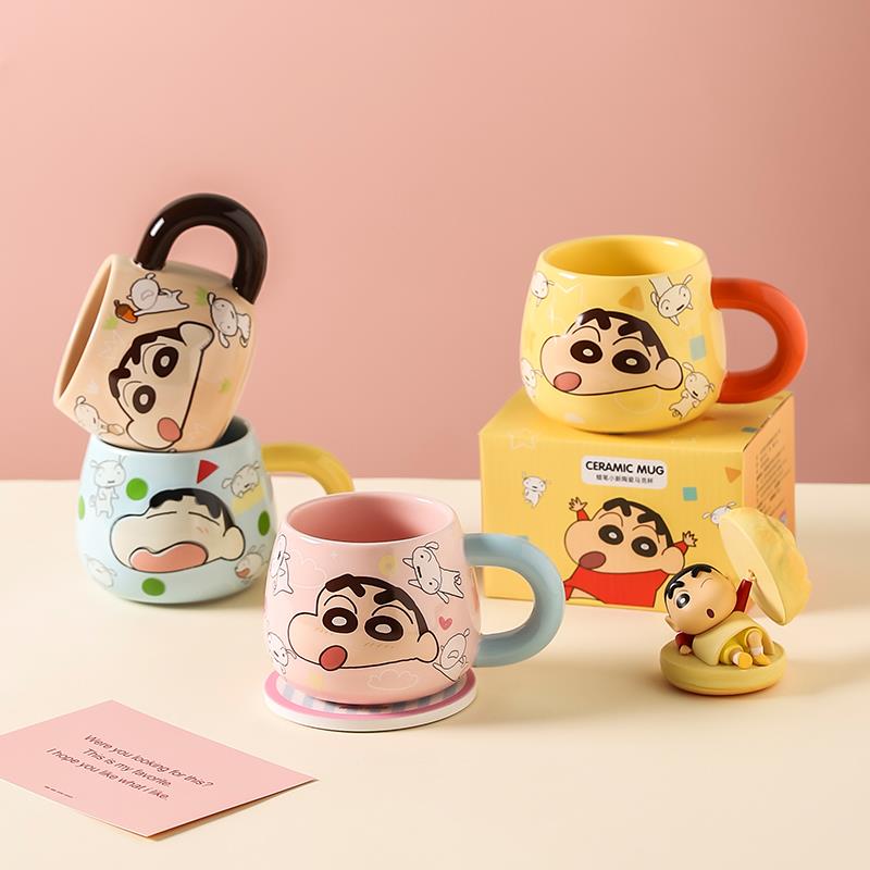 川岛屋蜡笔小新杯子周边马克杯陶瓷家用情侣早餐水杯男女生日礼物