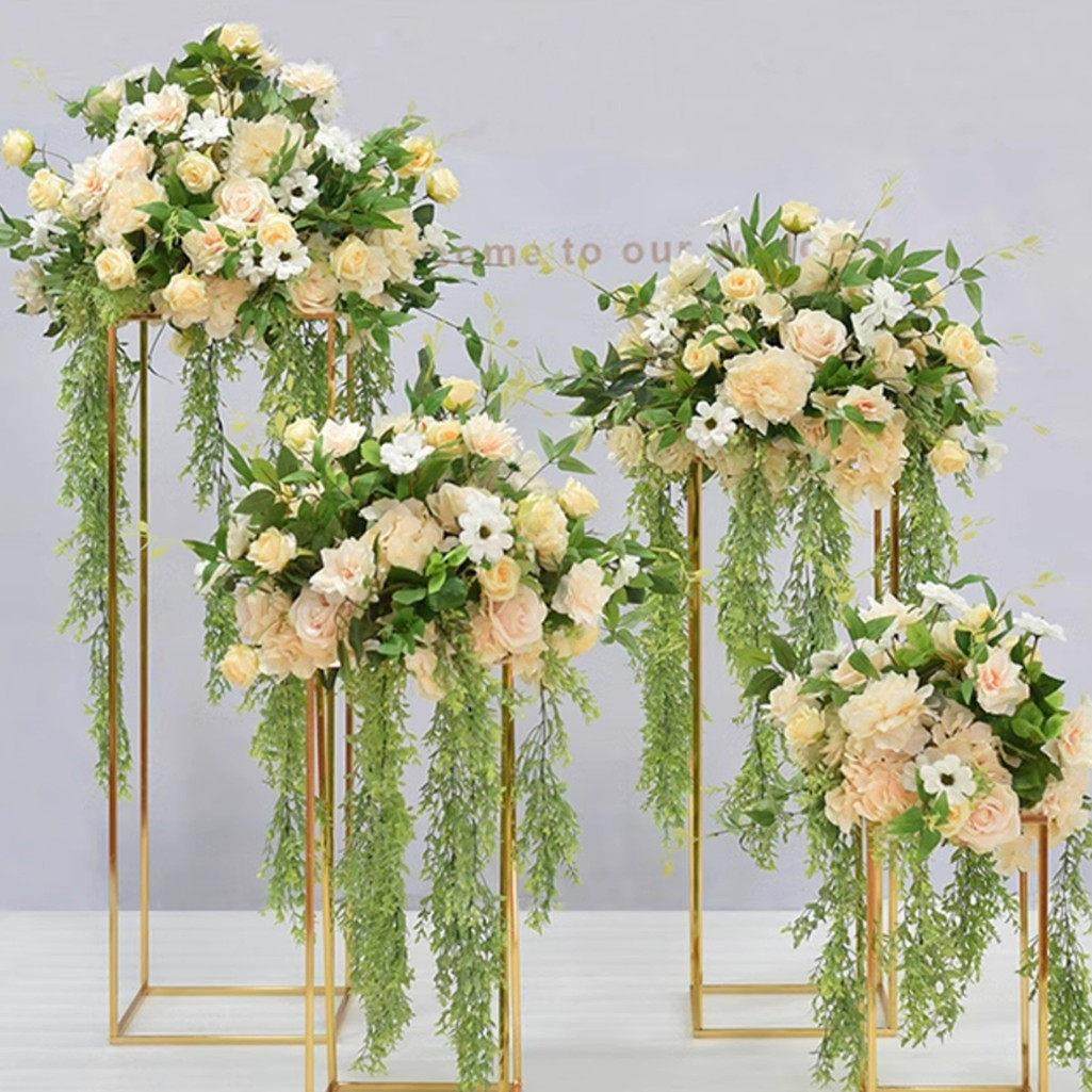 舞台婚礼铁艺支架婚庆几何路引酒店迎宾配花底座花艺商务活动花柱