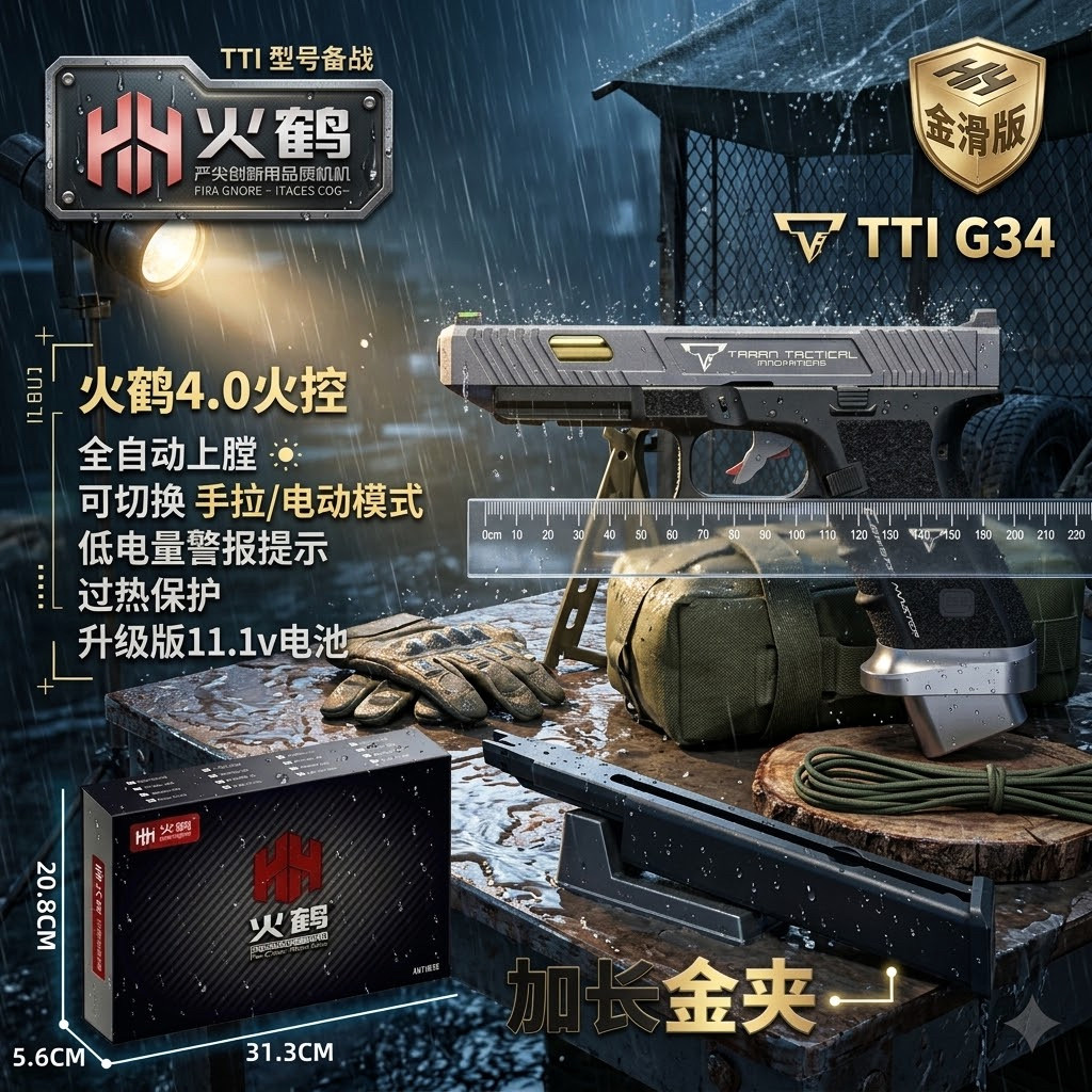金滑版钛灰色火鹤G34TTI发射器cs全电手疾速追杀格洛克成人合玩具