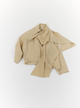 RECTO 设计师品牌 26早春新款  围巾裹身休闲纯色短外套 SOLSOL