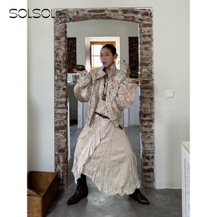 复古拼接印花拉链外套 OPEN 25早秋新品 设计师品牌 SOLSOL