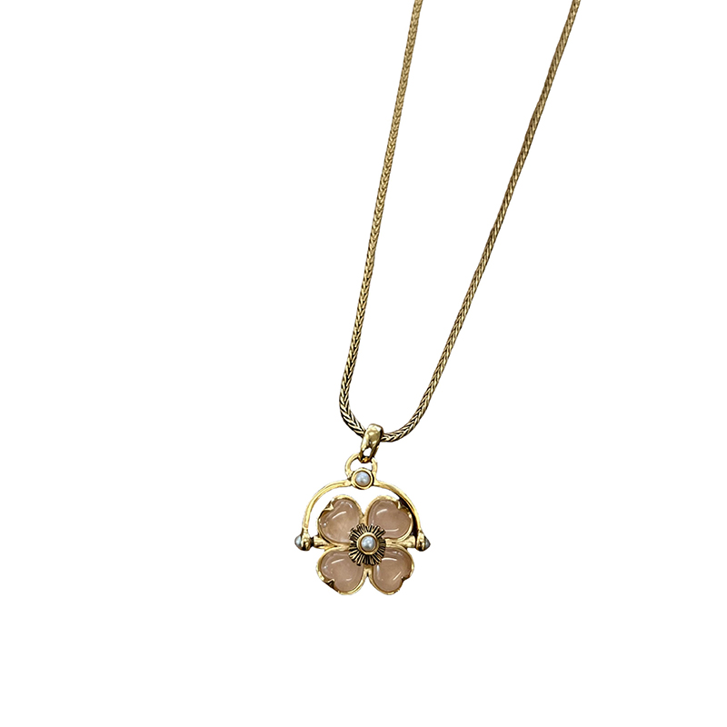 GOOSSENS粉色花朵项链/戒指