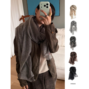 EPISSAGE 26新款纯色/印花羊绒披肩百搭简约轻柔薄款围巾SOLSOL