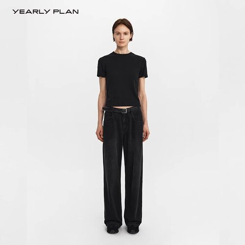 YEARLYPLAN长裤经典直筒牛仔裤