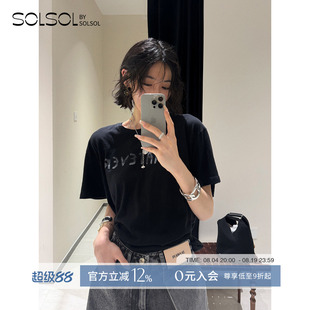 R13  设计师品牌 25春夏新款 字母印花短袖T恤  SOLSOL